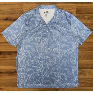 Reyn Spooner Polo Men's 3XL AOP Blue Tropical Golf Island Coastal Dad Resort